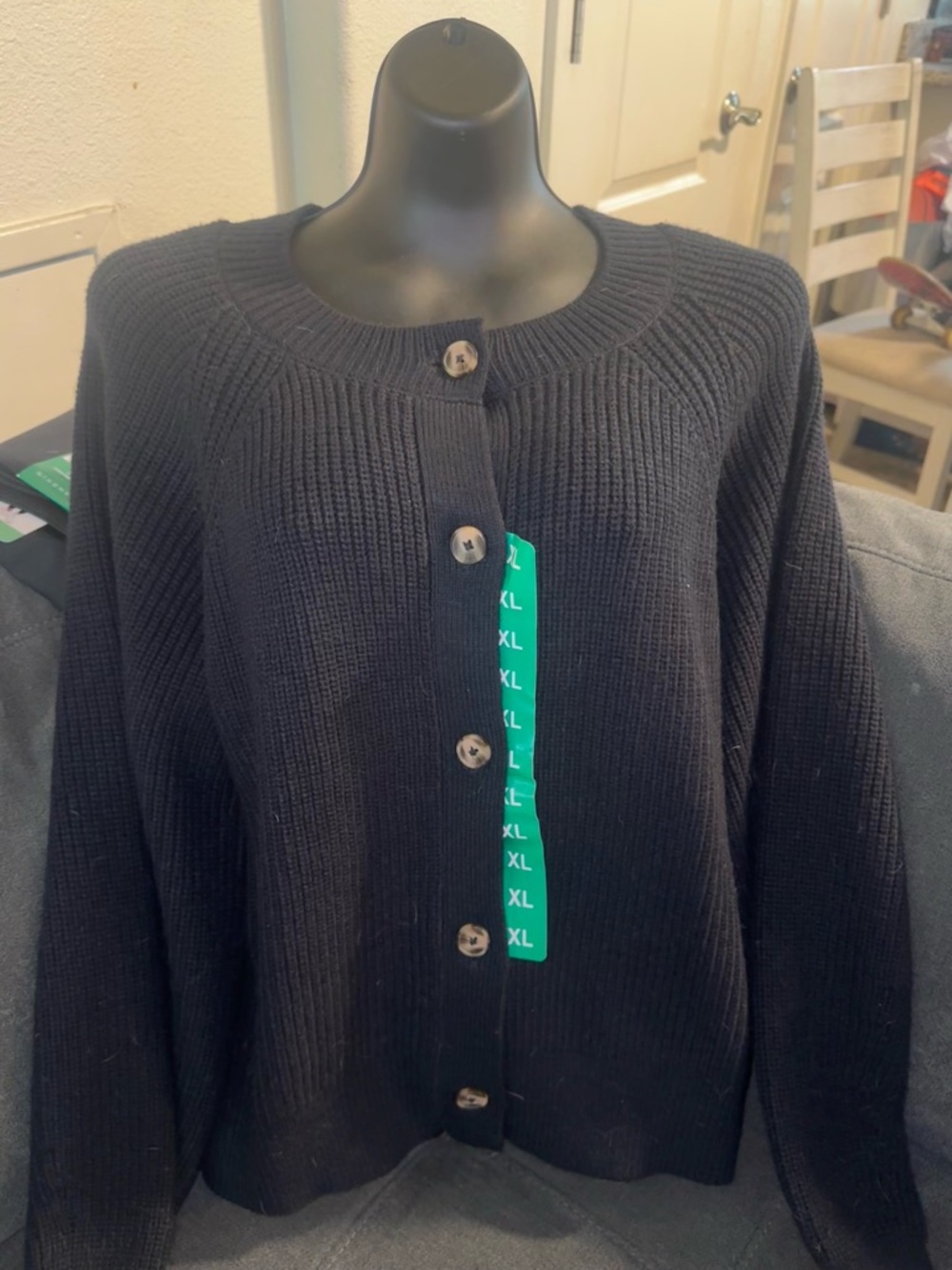Banana Republic Black Ribbed Button-Front Cardigan